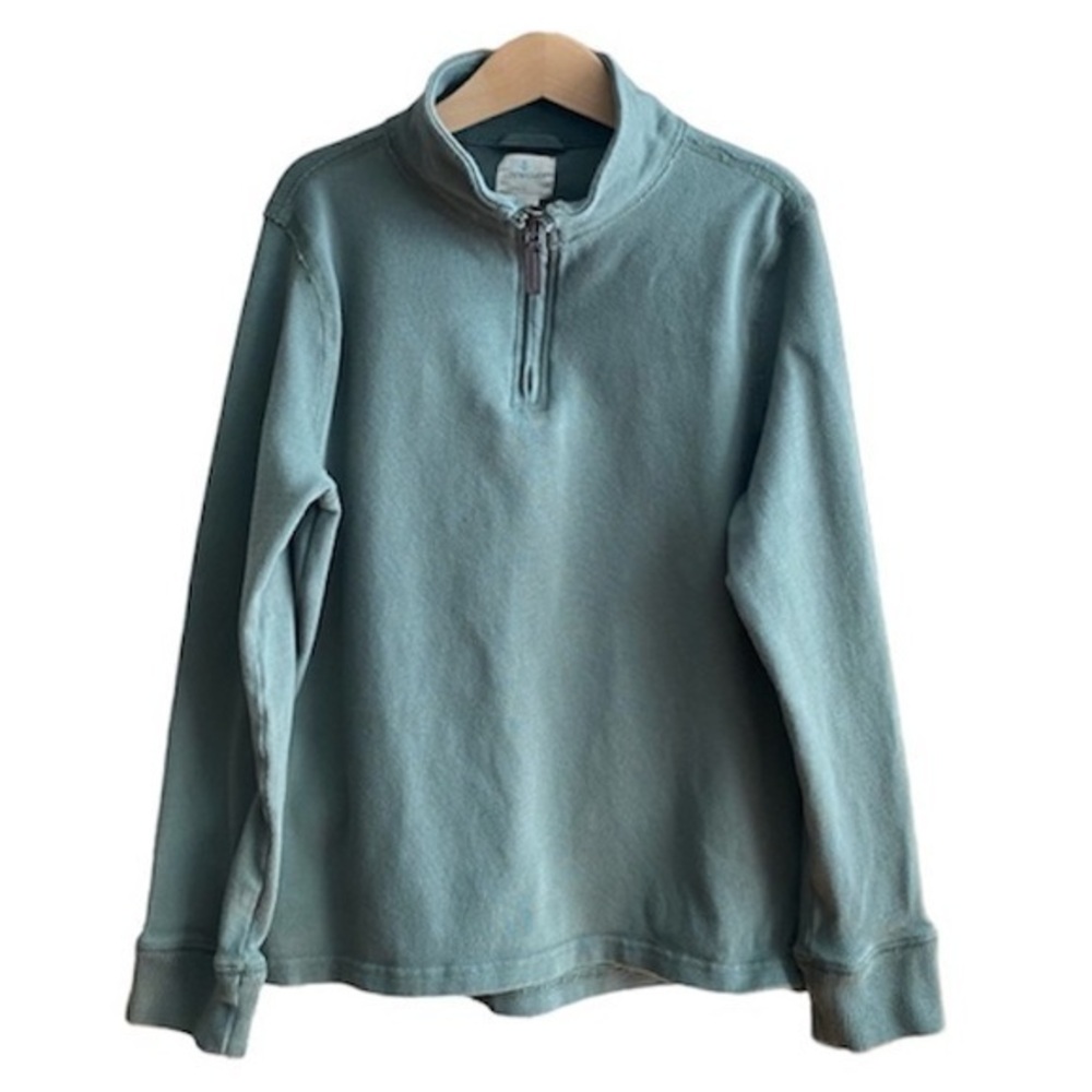 Crewcuts Green Vintage Wash Half Zip Pullover Cotton Sweater